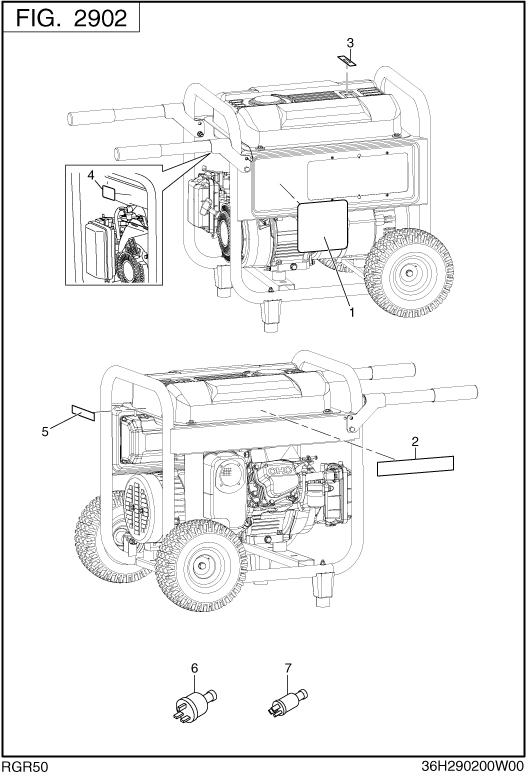 Accessories Label Diagram and Parts List for RGR50052000 SGX5000 Subaru Generator