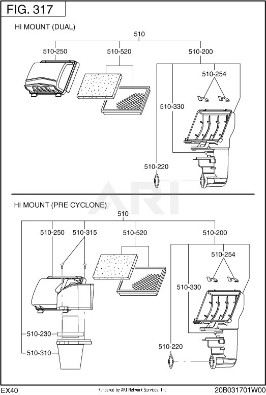 315 Intake And Exhaust Diagram and Parts List for  Subaru Engine