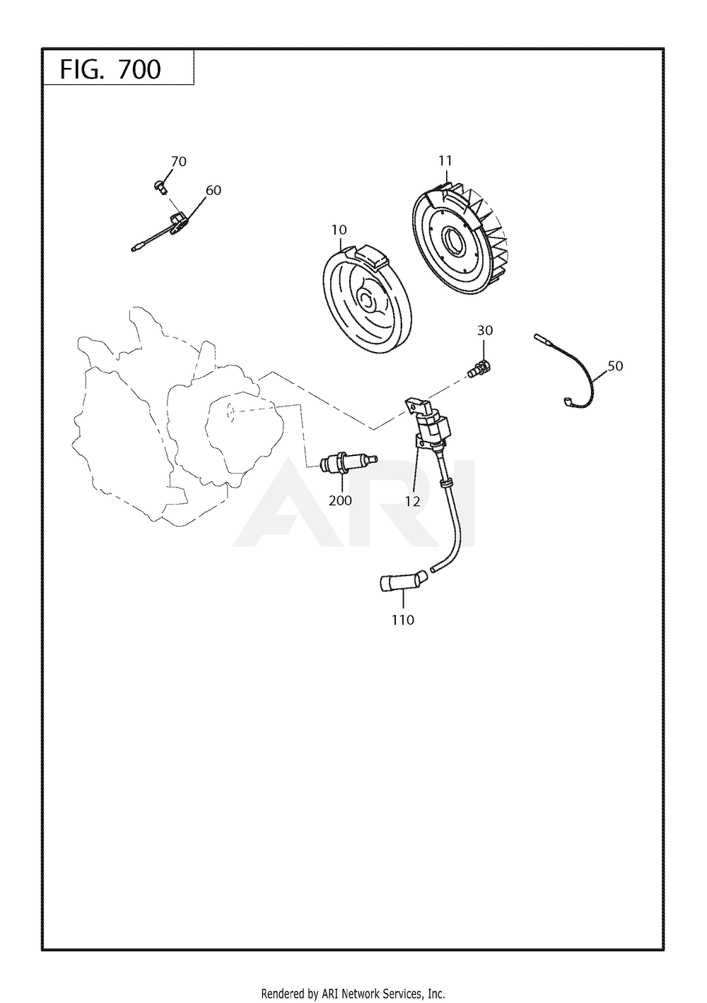700 Electric Device Diagram and Parts List for  Subaru Engine
