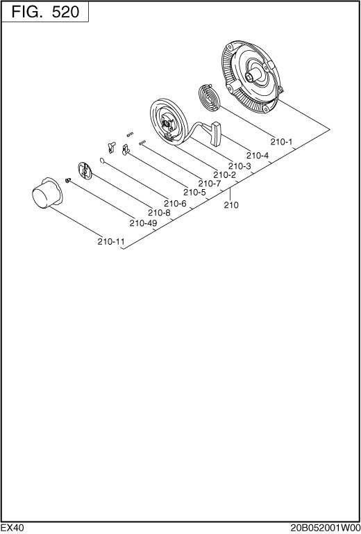 Cooling Starting Diagram and Parts List for EX400 Subaru Engine
