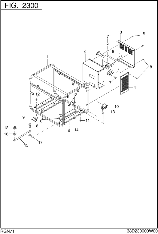 Pipe Frame Diagram and Parts List for RGN71118500 RGN7100E Subaru Generator