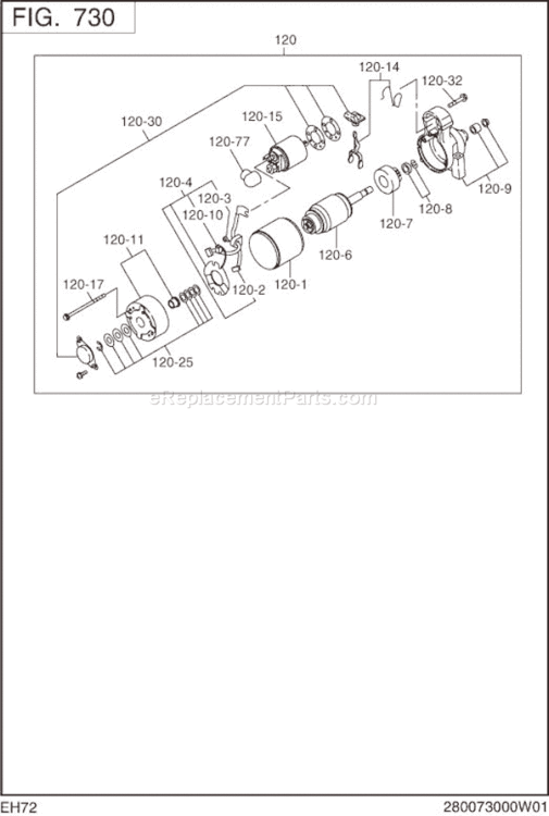 Page K Diagram and Parts List for  Subaru Engine