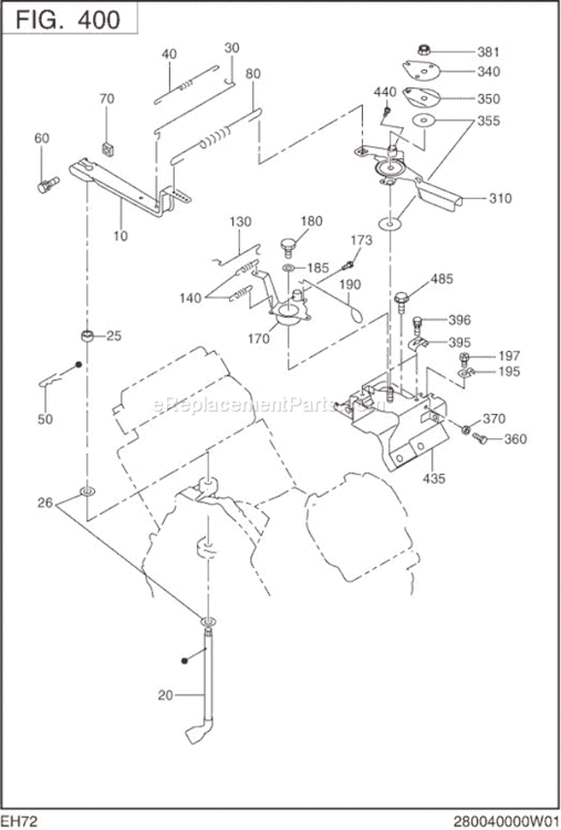 Governor Group Diagram and Parts List for  Subaru Engine
