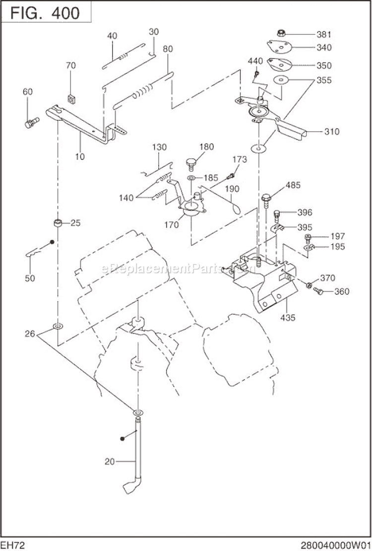 Governor Group Diagram and Parts List for  Subaru Engine