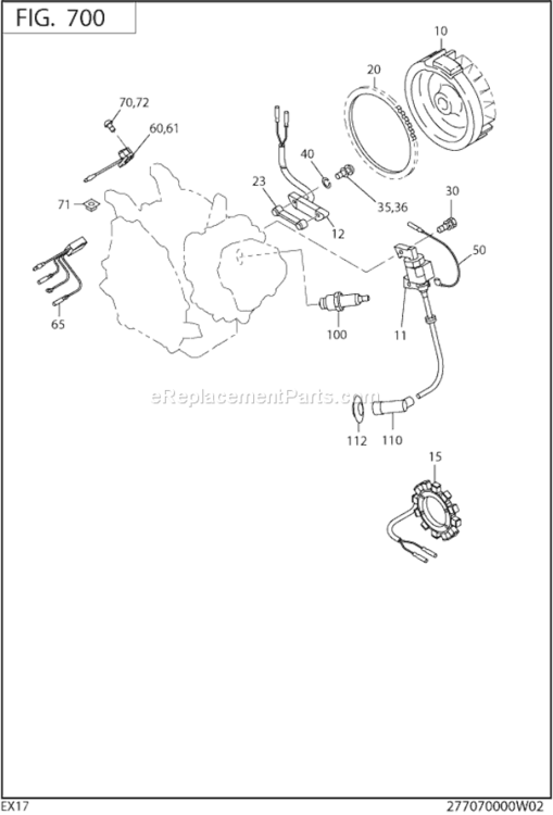 Electric Device Diagram and Parts List for  Subaru Engine