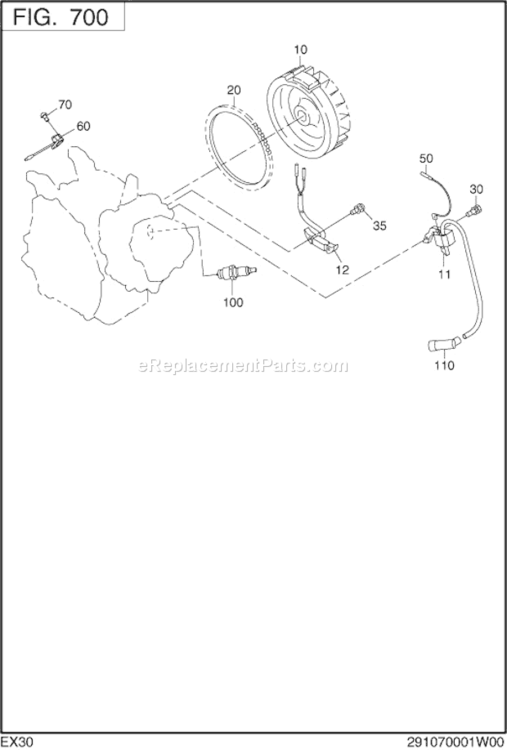 Electric Device Diagram and Parts List for  Subaru Engine