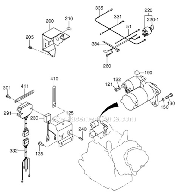 Page K Diagram and Parts List for  Subaru Engine