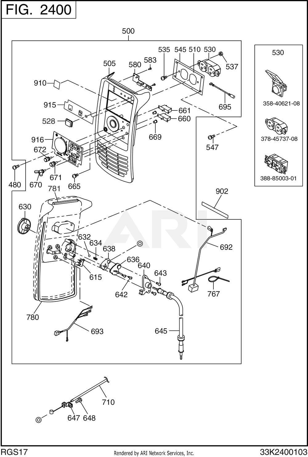 2400 Control Diagram and Parts List for RGS17023080  Subaru Generator