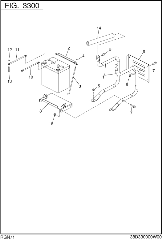 Battery Frame Diagram and Parts List for RGN71118500 RGN7100E Subaru Generator