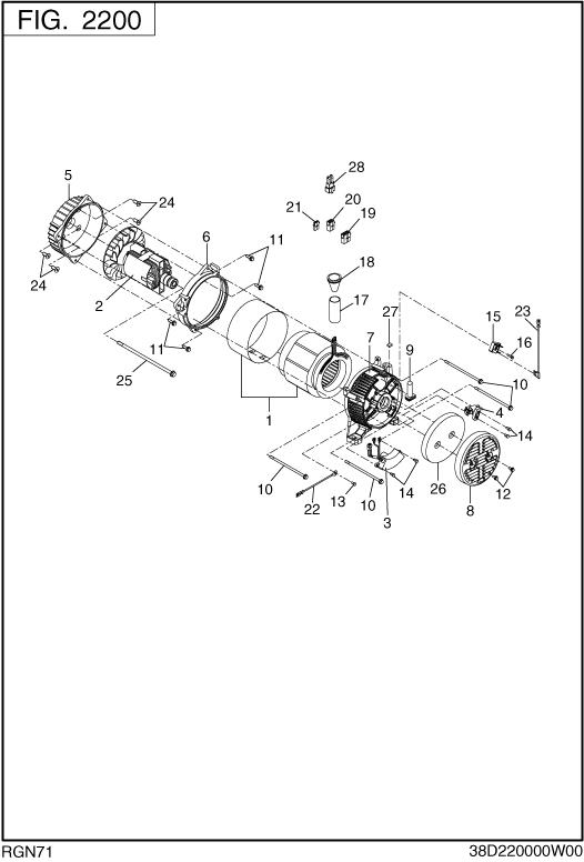 Generator Diagram and Parts List for RGN71118500 RGN7100E Subaru Generator
