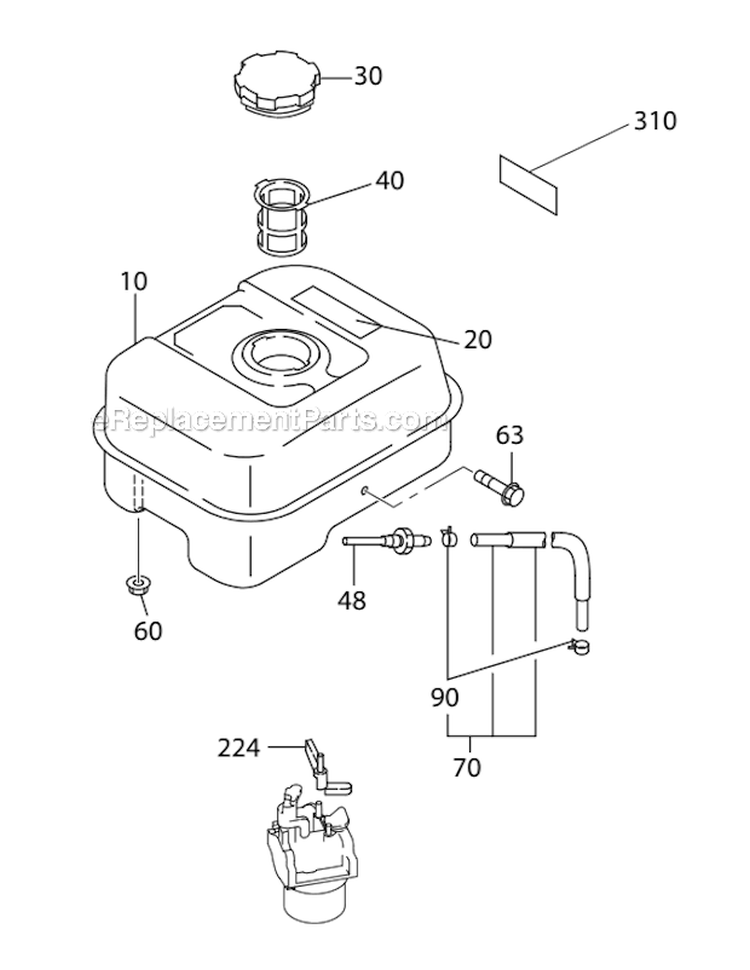 Fuel Lubricant 1 Diagram and Parts List for EX170DT1100 Subaru Engine
