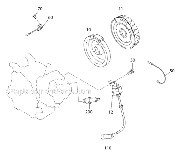 Electric Device Diagram and Parts List for EX170DT1100 Subaru Engine