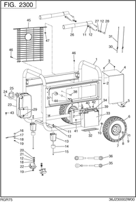 Pipe Frame Diagram and Parts List for RGR75052500 SGX7500 Subaru Generator