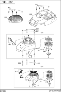 Cooling Starting Diagram and Parts List for EA190 Subaru Engine