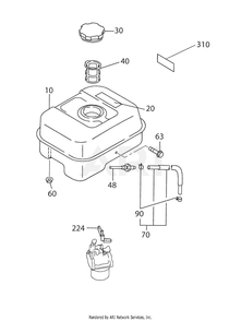 600 Fuel And Lubricant Diagram and Parts List for  Subaru Engine