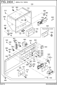 Control Box Diagram and Parts List for RLE75042502 RGX7500E Subaru Generator