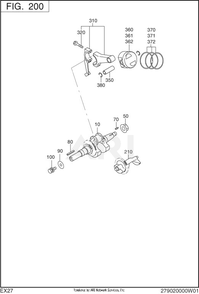 200 Crankshaft Diagram and Parts List for  Subaru Engine