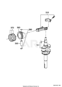 200 Crankshaft Diagram and Parts List for  Subaru Engine