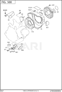 500 Cooling And Starting Diagram and Parts List for  Subaru Engine