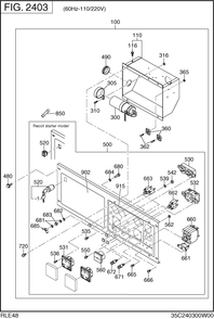 Control Box Diagram and Parts List for RLE48045061 RGX4800 Subaru Generator