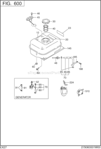 Fuel Lubricant Diagram and Parts List for  Subaru Engine