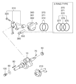 Crankshaft_Piston Diagram and Parts List for  Subaru Engine