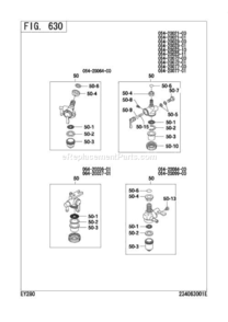 Fuel Strainer Diagram and Parts List for  Subaru Engine