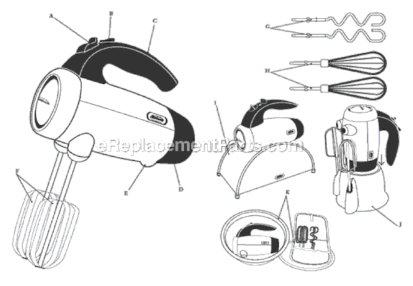 Page A Diagram and Parts List for  Sunbeam Mixer