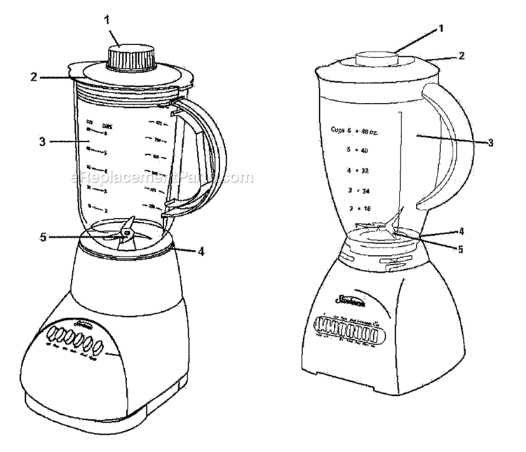 Page A Diagram and Parts List for  Sunbeam Blender