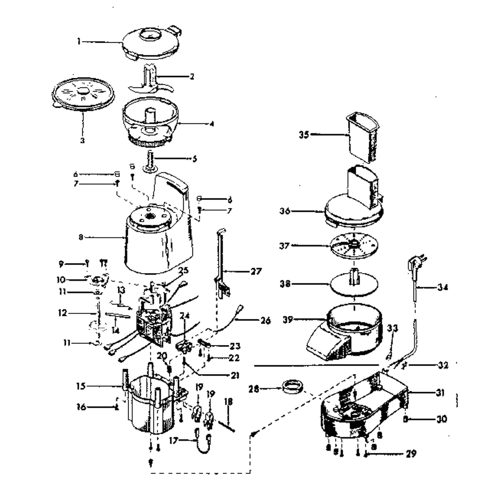 Replacement Parts Diagram and Parts List for  Sunbeam Food Processor