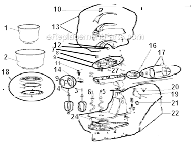 Page A Diagram and Parts List for  Sunbeam Mixer
