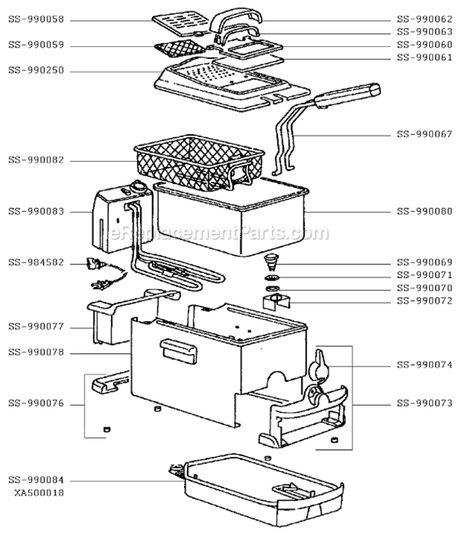 Page A Diagram and Parts List for  T-Fal Deep Fryer