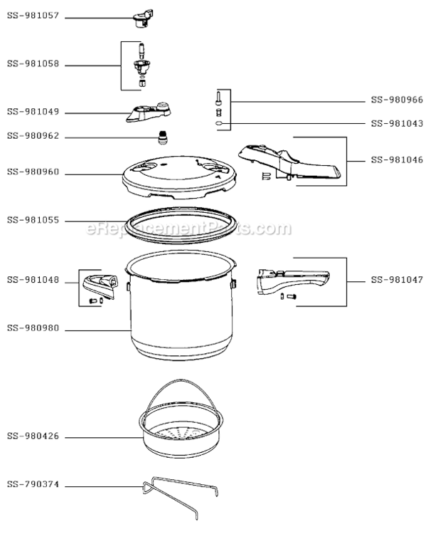 Page A Diagram and Parts List for  T-Fal Pressure Cooker