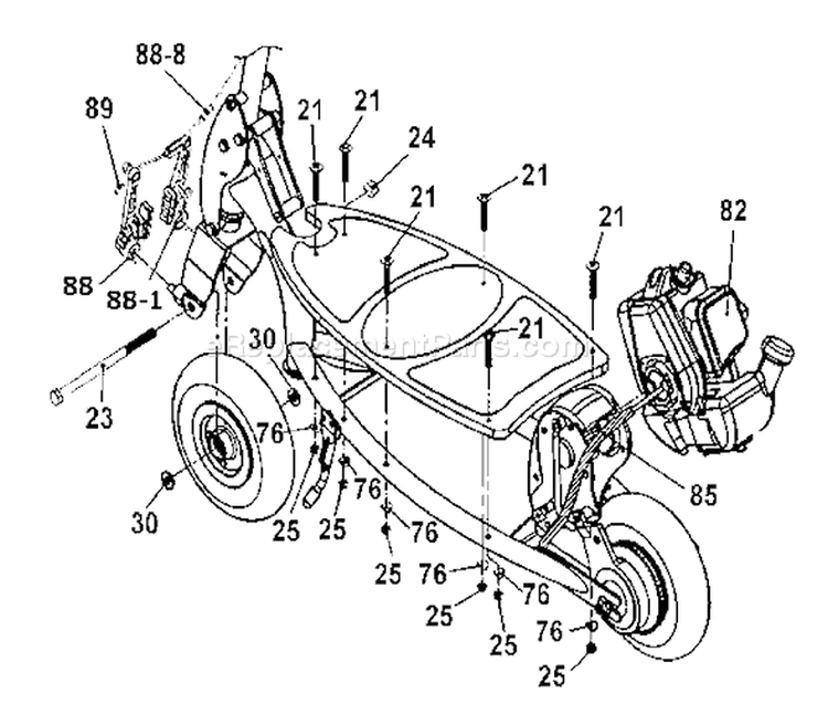 Page K Diagram and Parts List for X 25cc Tanaka 