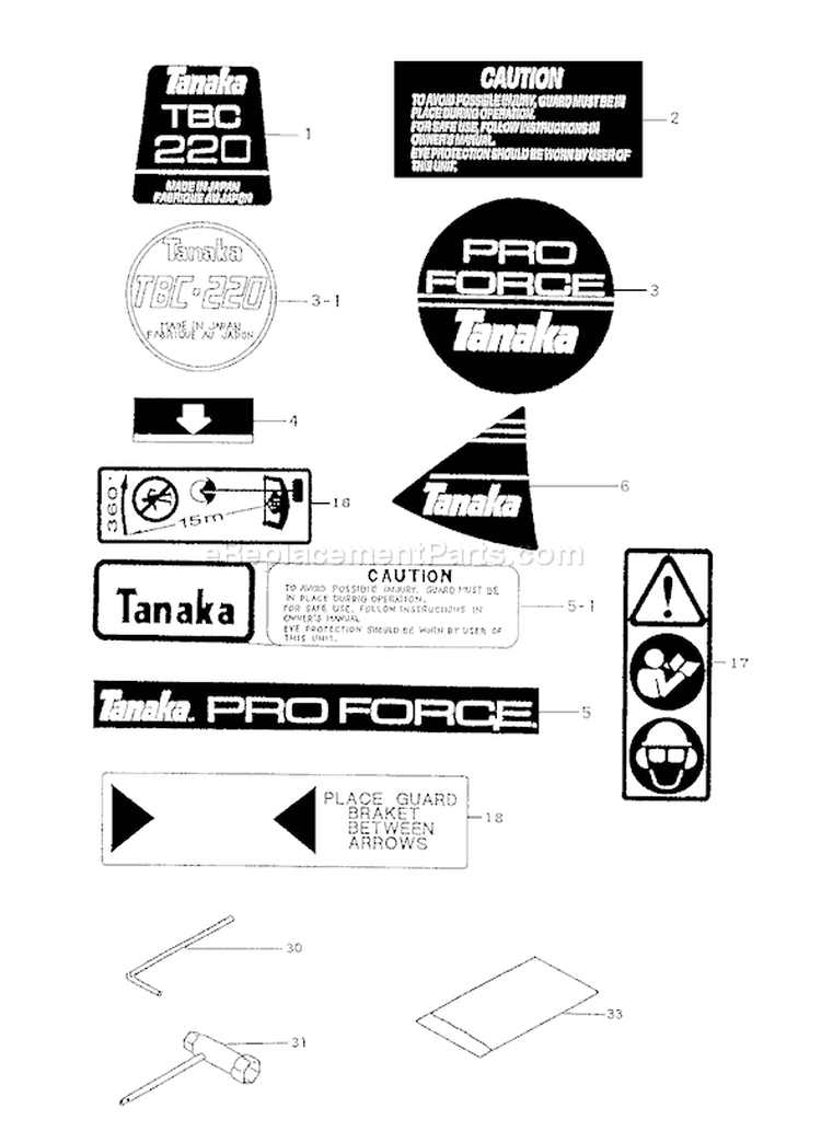 Page G Diagram and Parts List for  Tanaka Trimmer