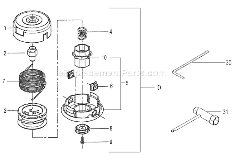 Page E Diagram and Parts List for  Tanaka Trimmer