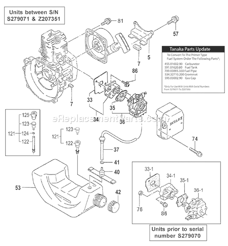Page J Diagram and Parts List for  Tanaka Gas Engine Drill