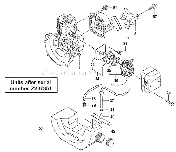 Page I Diagram and Parts List for  Tanaka Gas Engine Drill