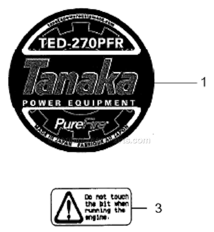 Page J Diagram and Parts List for  Tanaka Gas Engine Drill