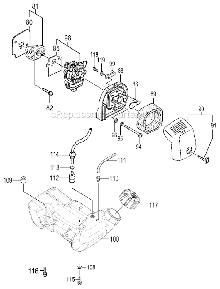 Page C Diagram and Parts List for  Tanaka Gas Engine Drill