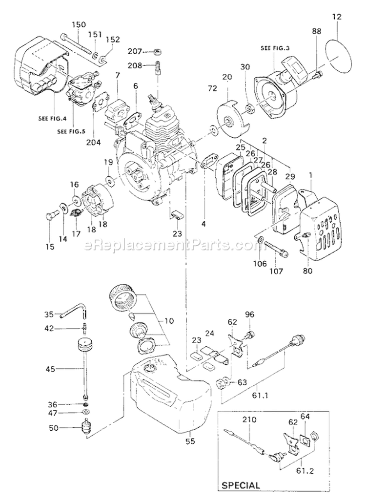 Page D Diagram and Parts List for  Tanaka Hedge Trimmer