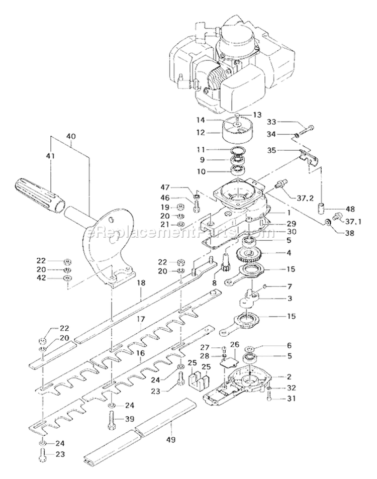 Page E Diagram and Parts List for  Tanaka Hedge Trimmer