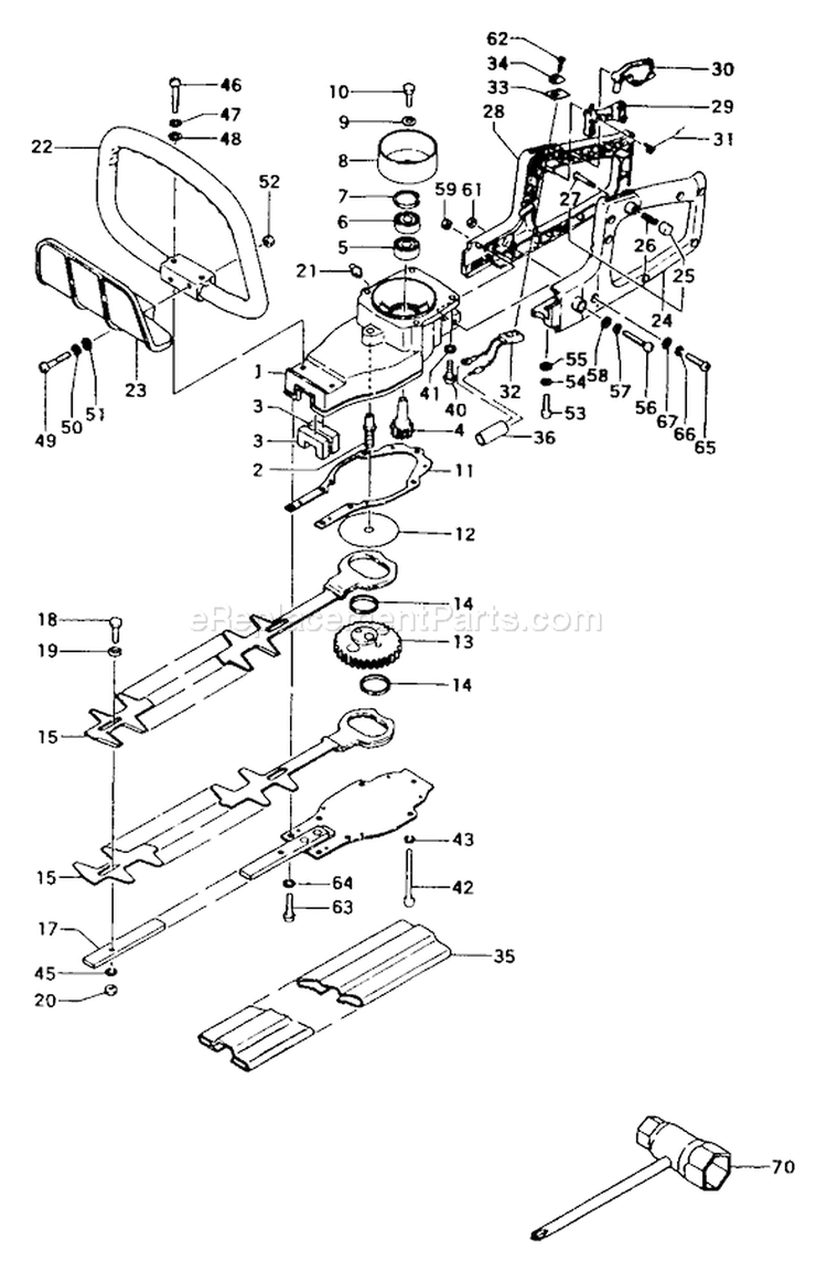 Page E Diagram and Parts List for  Tanaka Hedge Trimmer