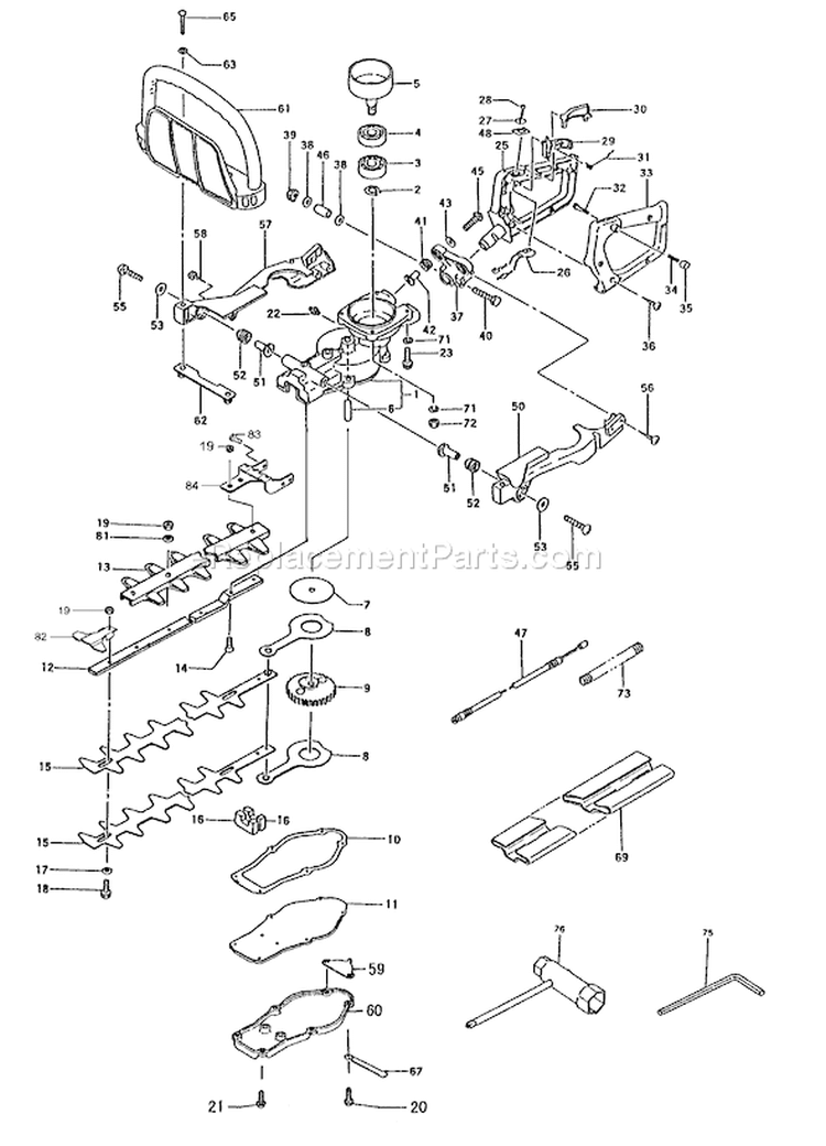 Page E Diagram and Parts List for  Tanaka Hedge Trimmer