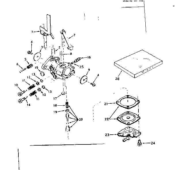 Carburetor Diagram and Parts List for  Tecumseh Engine
