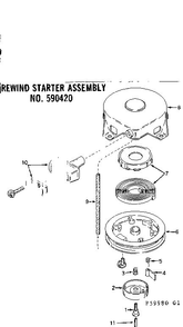Rewind Starter Assembly Diagram and Parts List for  Tecumseh Engine