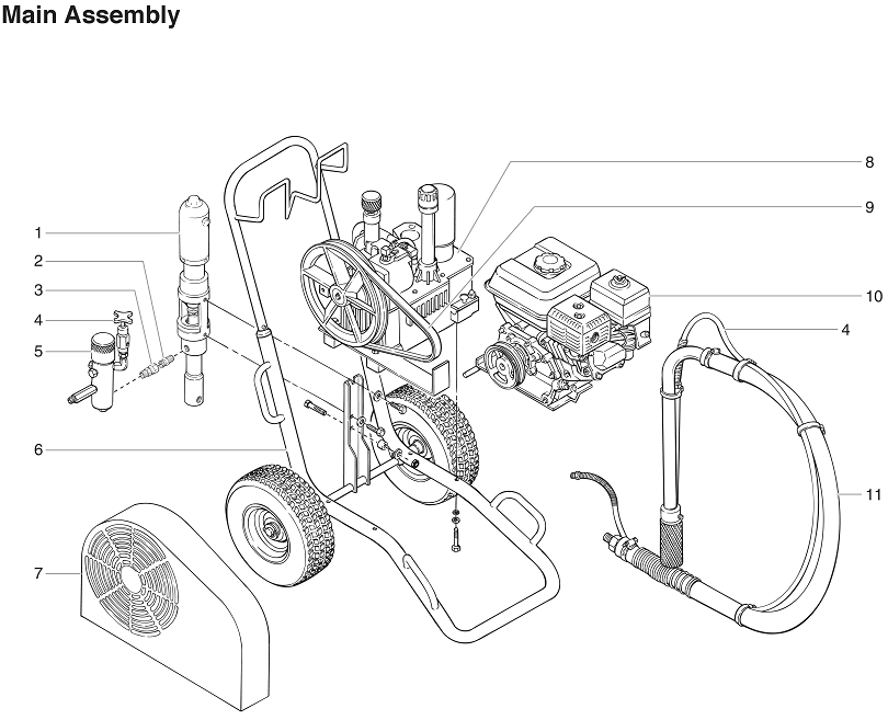 Powrtwin 12000gh Main Assembly Diagram and Parts List for  Titan Paint Sprayer