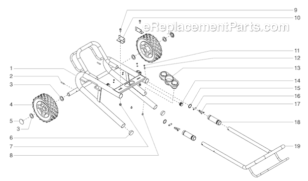 Low Rider Cart Assembly Diagram and Parts List for 800-1035 Titan Sprayer