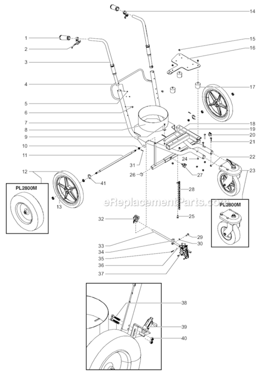 Cart Assembly Diagram and Parts List for  Titan Paint Sprayer