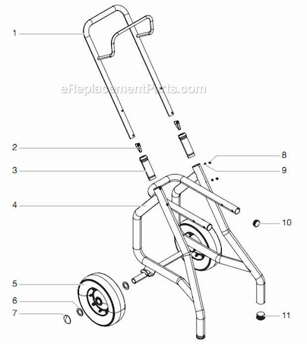 Cart Assembly Diagram and Parts List for 805-000 Titan Sprayer